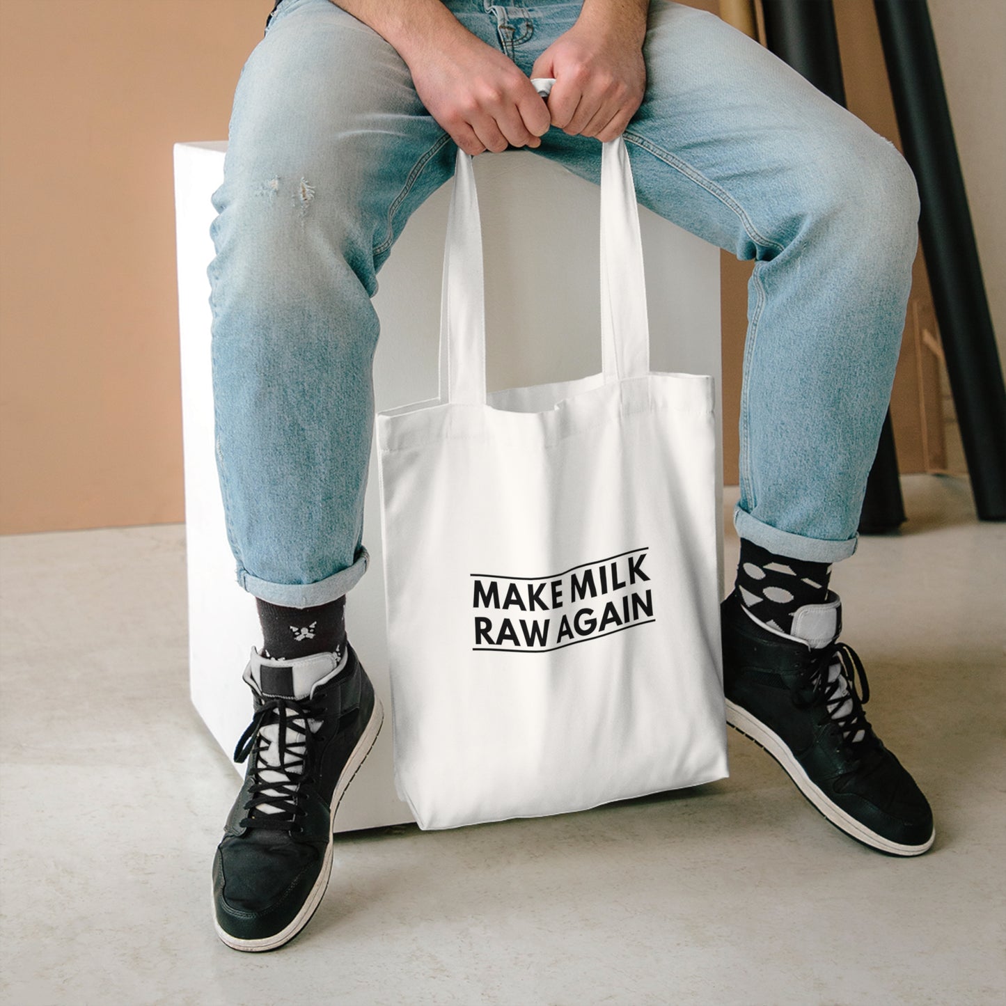 Make Milk Raw Again - Cotton Tote Bag - White
